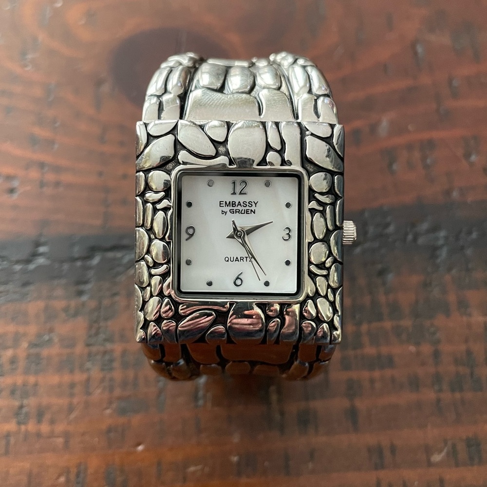 Embassy by Gruen quartz cuff watch ~